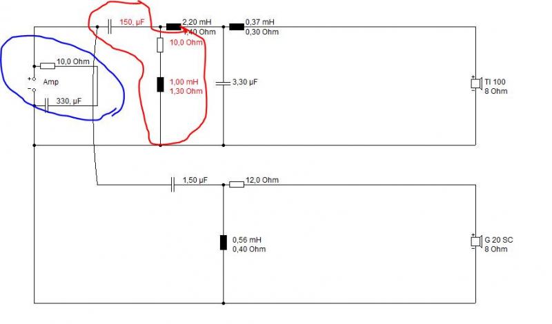 Klicke auf die Grafik für eine vergrößerte Ansicht  Name: Impedanzkorrektur und passiver Hochpass wegen Fosi Audioverstärker.JPG Ansichten: 0 Größe: 26,8 KB ID: 686827